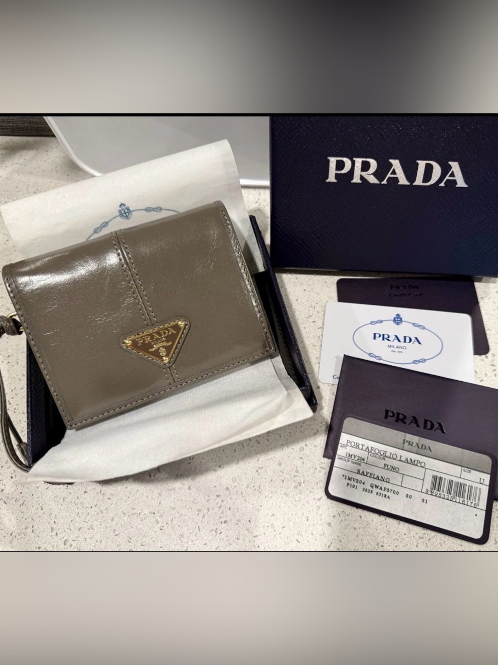 Prada Saffiano Metal compact bifold wallet